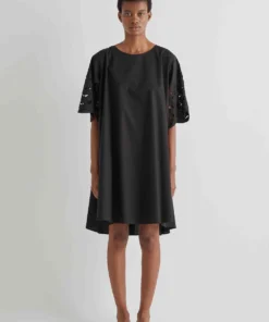 Meimeij Abito oversize con maniche ricamate